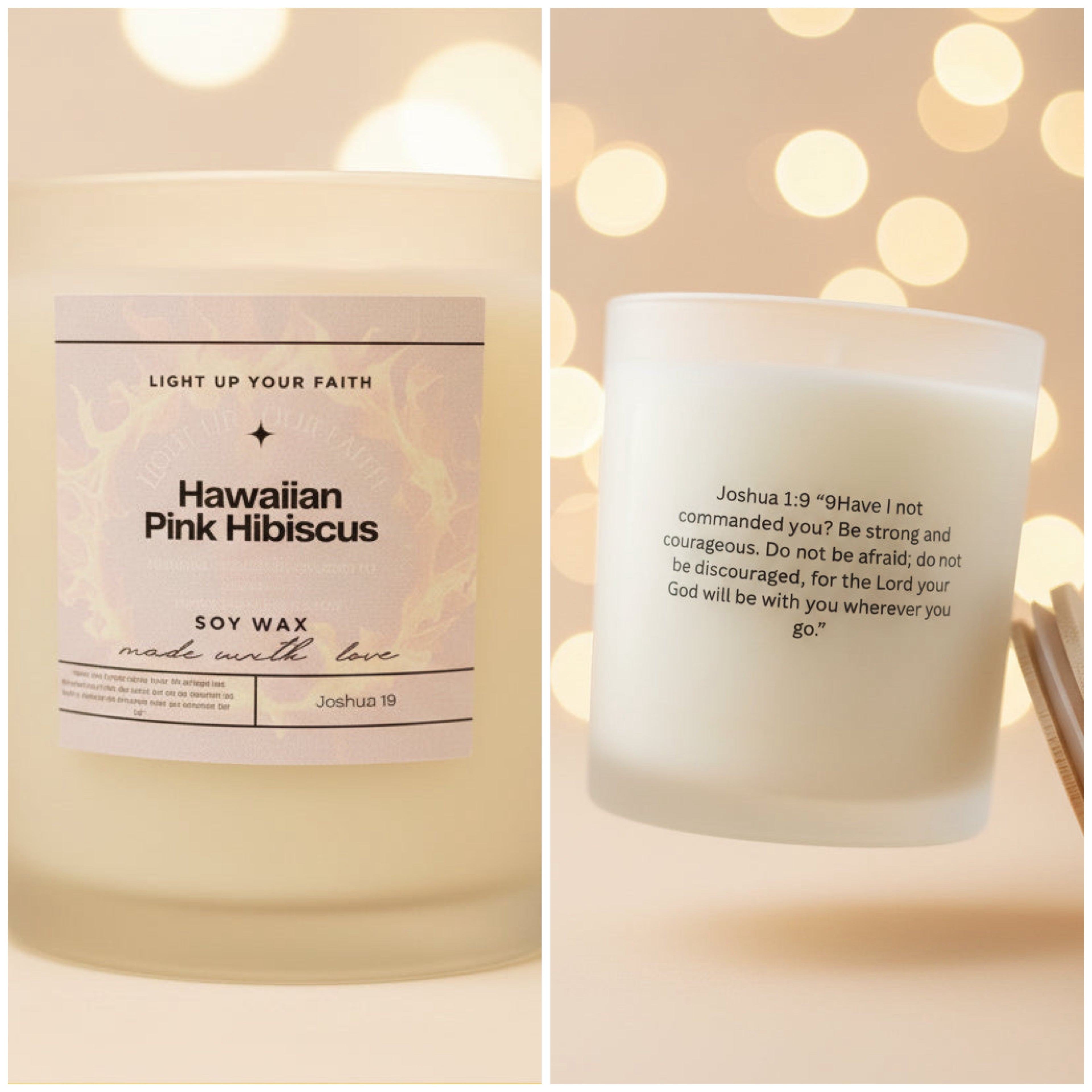 10 oz scripture candle- Hawaiian Pink Hibiscus