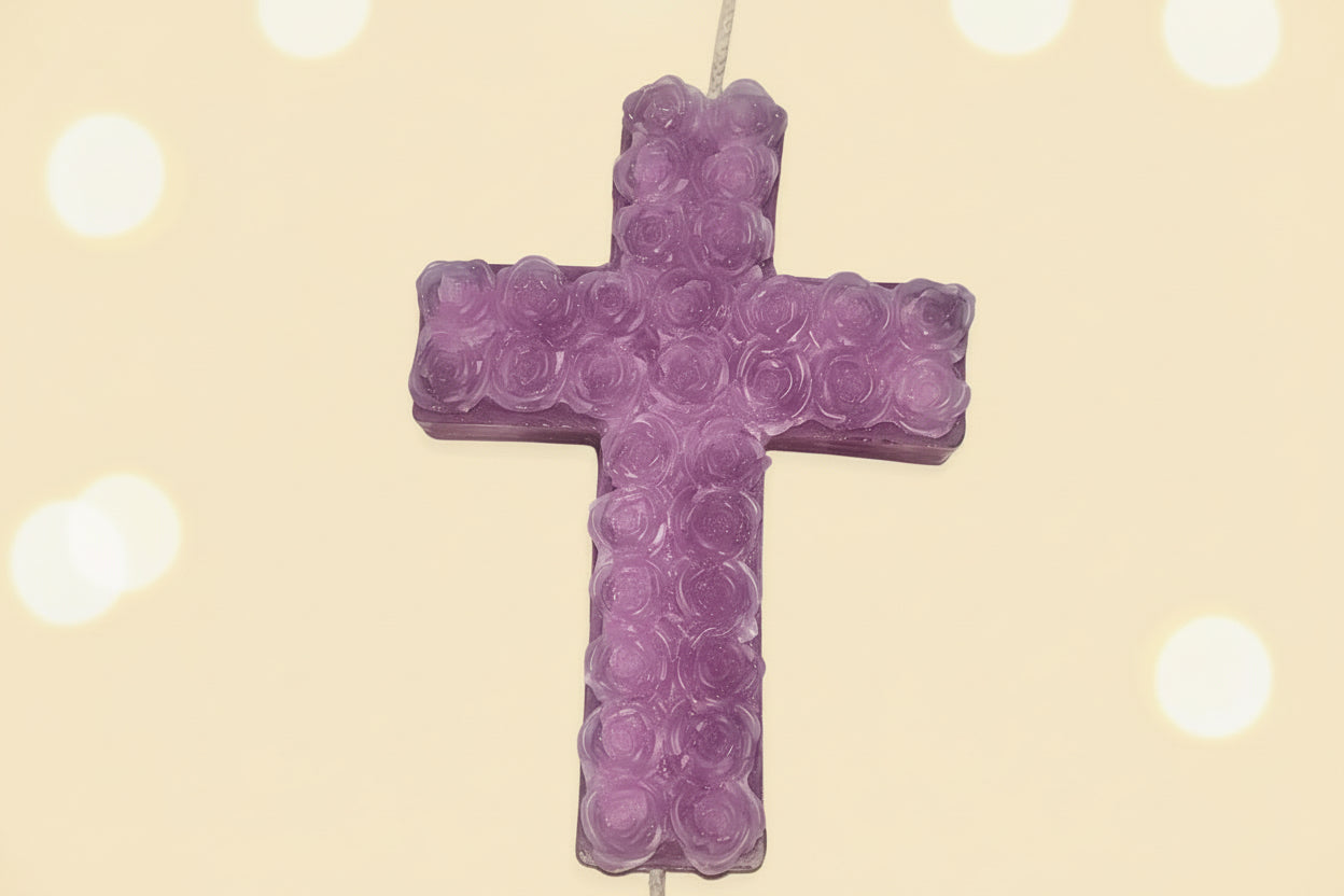 Rose Cross Pillar Candle
