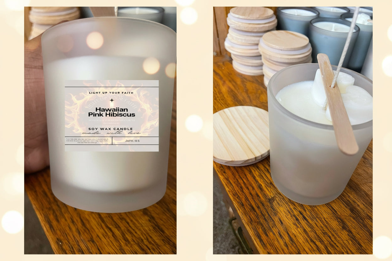 10 oz scripture candle- Hawaiian Pink Hibiscus